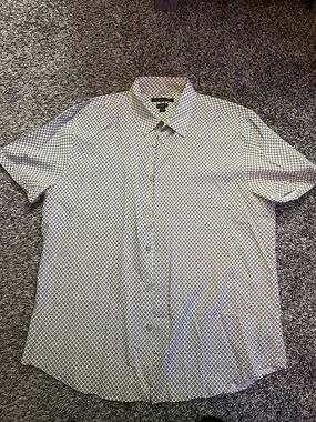 John Varvatos White Short-Sleeve Geometric Button-Down Shirt